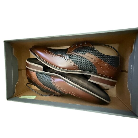 Men's 7.5M Stacy Adams Joss Wingtip Oxford Dress Shoes Modern Cognac 25539-221 - Picture 8 of 16